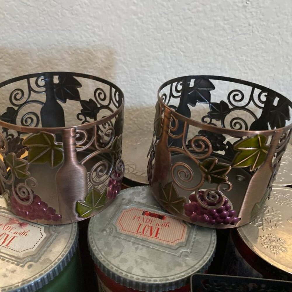 BBW Vineyard Theme Copper 3-Wick Candle Holder (Set of 2)